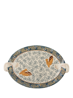 Bloomingville Hezha Bird Stoneware Serving Tray, Blue - view 2, Blue