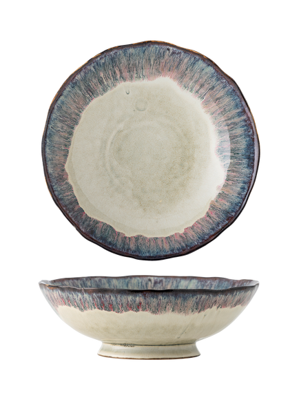 Bloomingville Imogen Reactive Glaze Stoneware Serving Bowl, 28cm, Blue, Multi