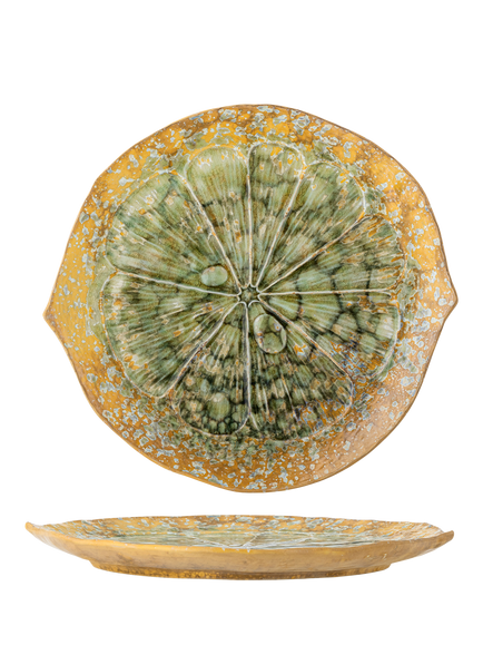 Bloomingville Milani Lemon Reactive Glaze Stoneware Serving Dish, 30cm, Green, Green