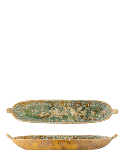 Bloomingville Milani Reactive Glaze Stoneware Serving Dish, 34cm, Green, Green