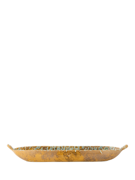 Bloomingville Milani Reactive Glaze Stoneware Serving Dish, 34cm, Green - view 2, Green