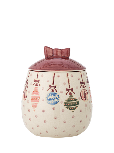 Bloomingville Ornamentia Christmas Stoneware Storage Jar, 890ml, White, White
