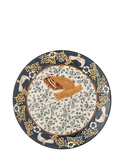 Bloomingville Hezha Bird Stoneware Side Plate, 16cm, Blue - view 2, Blue
