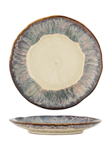 Bloomingville Imogen Reactive Glaze Small Stoneware Plate, 16.5cm, Beige/Green, Multi