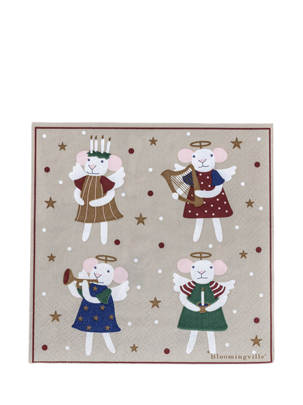Bloomingville Christmas Paper Napkins, Pack of 20, White