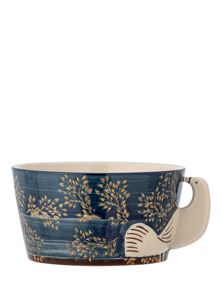 Bloomingville Hezha Bird Small Stoneware Bowl, 13cm, Blue, Blue