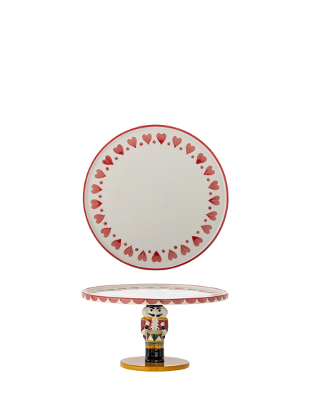 Bloomingville Jolly Christmas Stoneware Cake Stand, 20cm, Beige, White