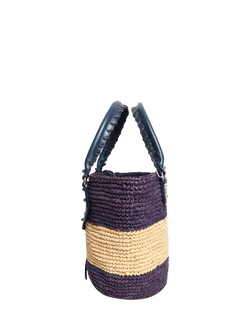 Pre-loved Balenciaga Striped Raffia Tote Bag, Blue/Natural - view 2, Blue/Natural