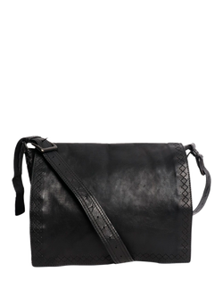 Pre-loved Bottega Veneta Leather Messenger Bag, Black, Black