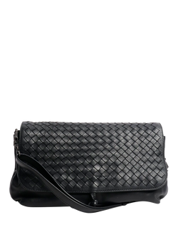 Pre-loved Bottega Veneta Intrecciato Messenger Bag, Black, Black
