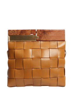 Pre-loved Bottega Veneta Woven Leather Clutch Bag, Tan - view 2, Tan