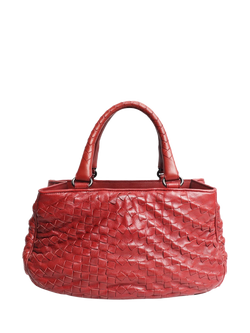 Pre-loved Bottega Veneta Intrecciato Leather Top Handle Bag, Red, Red