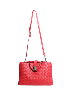 Pre-loved Bottega Veneta Intrecciato Leather Bag, Red - view 2, Red
