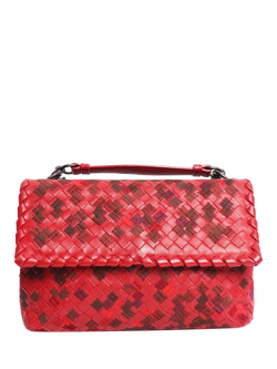 Pre-loved Bottega Veneta Intrecciato Leather Shoulder Bag, Red, Red