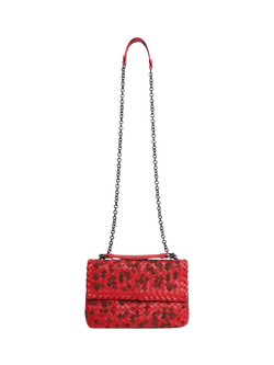 Pre-loved Bottega Veneta Intrecciato Leather Shoulder Bag, Red - view 2, Red