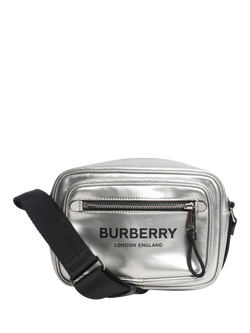 Pre-loved Burberry Metallic Coated Canvas Shoulder Bag, Silver, Silver