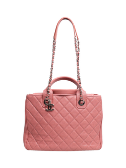 Pre-loved CHANEL 2018 Pink Caviar Leather Tote Bag, Pink - view 2, Pink