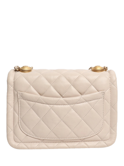 Pre-loved CHANEL 2019 Quilted Lambskin Flap Bag, Cream - view 2, Cream