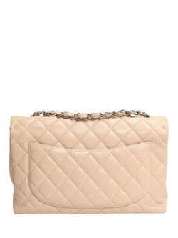 Pre-loved CHANEL 2009 Caviar Jumbo Classic Single Flap Bag, Cream - view 2, Cream