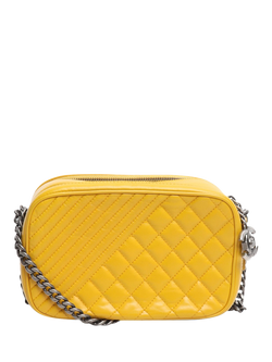Pre-loved CHANEL 2014 Coco Boy Lambskin Quilted Camera Bag, Yellow, Yellow
