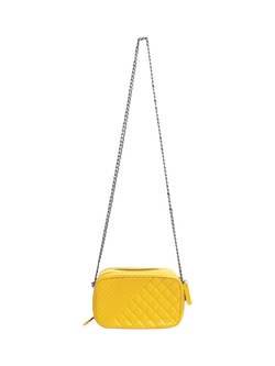 Pre-loved CHANEL 2014 Coco Boy Lambskin Quilted Camera Bag, Yellow - view 2, Yellow