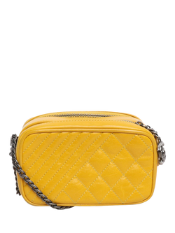 Pre-loved CHANEL 2014 Small Coco Boy Lambskin Quilted Camera Bag, Yellow, Yellow