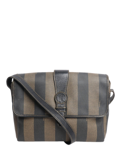 Pre-loved Fendi Penguin Striped Shoulder Bag, Brown, Brown