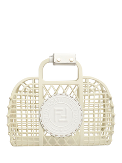 Pre-loved Fendi White Mini Basket Tote Bag, White, White