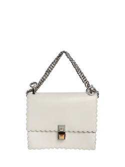 Pre-loved Fendi Small Kan I Leather Shoulder Silver Hardware Bag, White, White