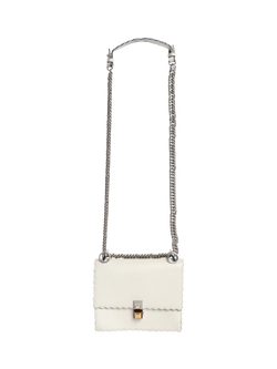 Pre-loved Fendi Small Kan I Leather Shoulder Silver Hardware Bag, White - view 2, White