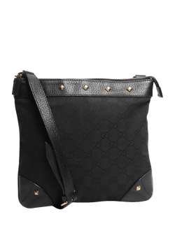 Pre-loved GUCCI GG Canvas Studded Bag, Black, Black
