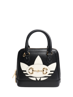 Pre-loved GUCCI Horsebit Leather Shoulder Bag, Black, Black/White