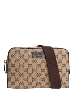 Pre-loved GUCCI Canvas Belt Bag, Brown, Brown