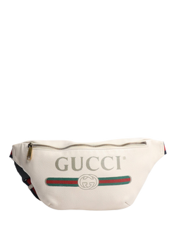 Pre-loved GUCCI Grained Calfskin Belt Bag, Cream, Cream