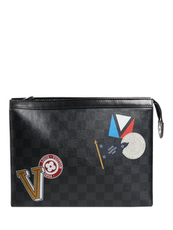 Pre-loved Louis Vuitton 2017 Damier Graphite Motif Pouch, Black, Black