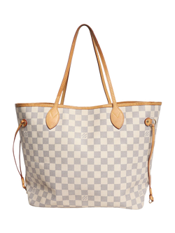 Pre-loved Louis Vuitton 2012 Damier Azur Neverfull MM Tote, Cream, Cream