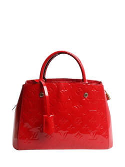 Pre-loved Louis Vuitton 2015 Monogram Vernis Montaigne BB Shoulder Bag, Red, Red
