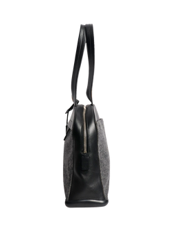 Pre-loved Prada Dark Grey Wool And Leather Top Handle Bag, Grey - view 2, Grey