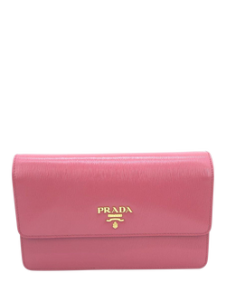 Pre-loved Prada Pink Leather Chain Wallet, Pink, Pink