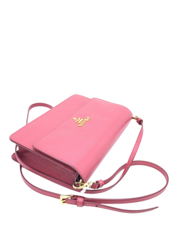 Pre-loved Prada Pink Leather Chain Wallet, Pink - view 2, Pink