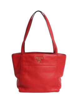 Pre-loved Prada Leather Top Handle Bag, Red, Red