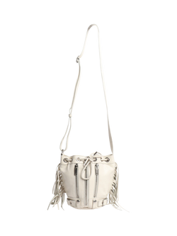 Pre-loved SAINT LAURENT Rider Fringed Leather Bucket Bag, White - view 2, White