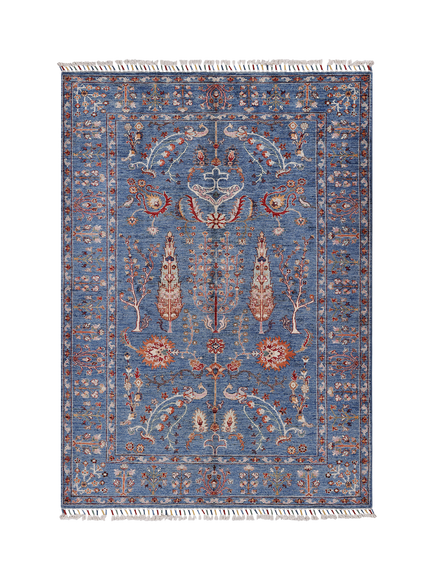 Gooch Luxury Pictorial Grove Hand Knotted Pure Wool Rug, Blue