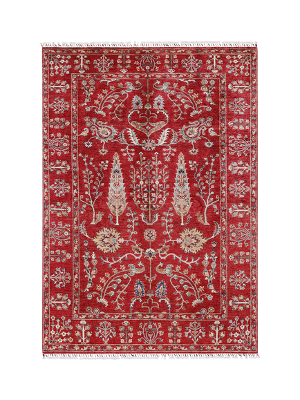 Gooch Luxury Pictorial Grove Hand Knotted Pure Wool Rug, Red