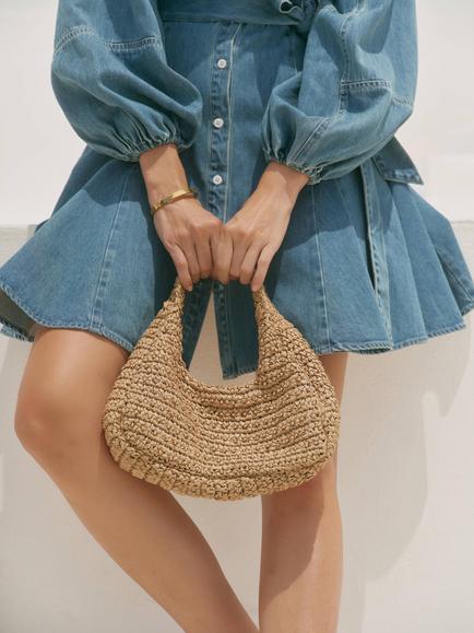Mint Velvet Woven Beaded Bag, Natural Natural - view 2, Natural Natural
