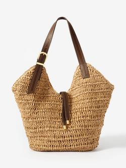 Mint Velvet Esme Woven Bucket Bag, Natural Natural, Natural Natural