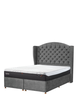 Sealy OUTLET Posturepedic Exquisite Penthouse Full Depth Headboard, Super King Size, Like New, Velvet Elm, Dark Grey
