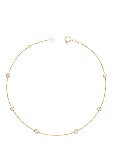 E.W Adams 18ct Yellow Gold Diamond Station Necklace, Gold