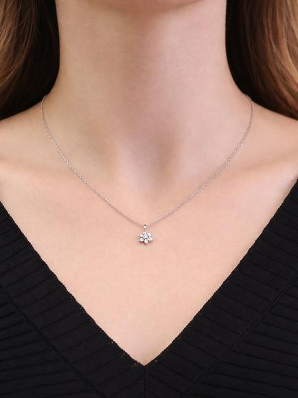 E.W Adams 18ct White Gold Diamond Cluster Pendant Necklace - view 2, Silver