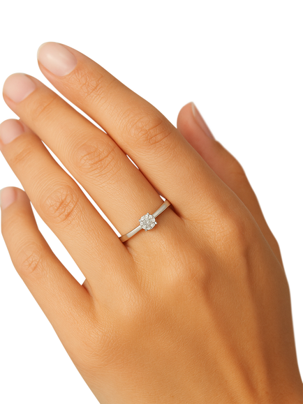 E.W Adams Platinum Diamond Cluster Ring, M - view 2, Silver